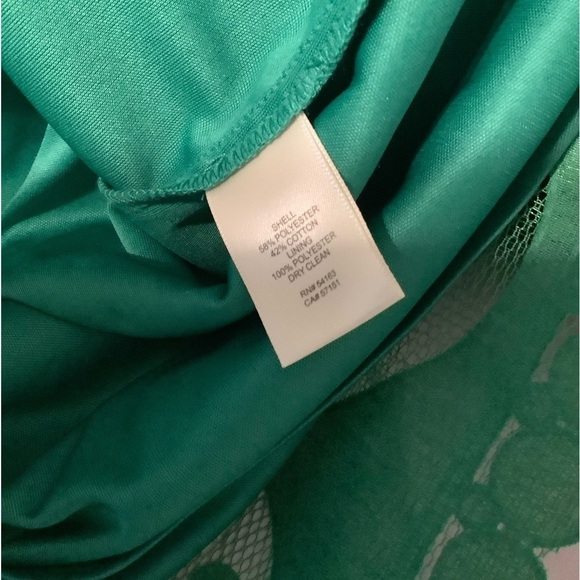 ELIZA‎ J LACE CROCHET OVERLAY A-LINE GREEN SHIFT DRESS  size 4 - Picture 5 of 7